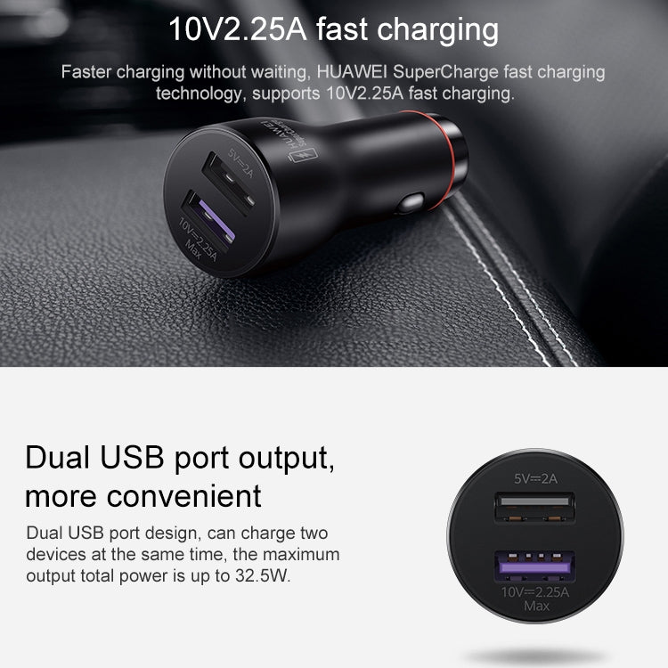 Original Huawei CP36 Dual USB Super Fast Charging Car Charger (Max 22.5W SE) (Dark Gray) by Huawei