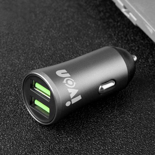 IVON CC26 5V 2.1A Dual USB Port Mini Car Charger (Grey) by IVON