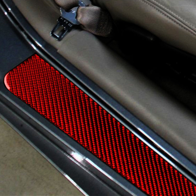 2 in 1 Car Carbon Fiber Threshold Sticker for Chevrolet Corvette C5 1998-2004, Left Drive(Red) by buy2fix