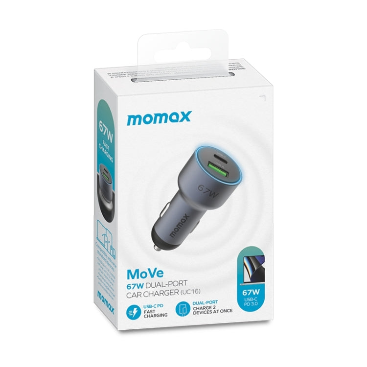 MOMAX UC16E 67W USB-C / Type-C + USB Dual Ports Car Charger by MOMAX