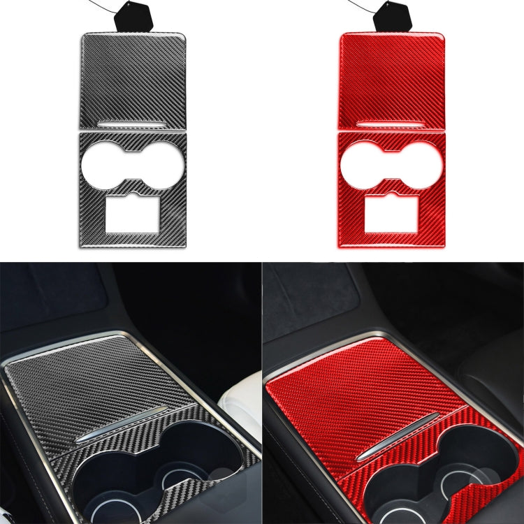 For Tesla Model 3 2017-2022 / Model Y 2000- Car Carbon Fiber Central Control Decorative Sticker (Red) by buy2fix