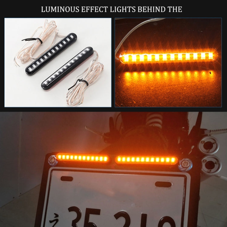 1 Pair Motorcycle 12LED Running Water Turn License Plate Light by buy2fix