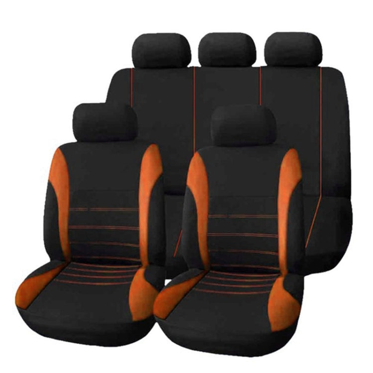 9 in 1 Universal Four Seasons Anti-Slippery Cushion Mat Set for 5 Seat Car, Style: Stitches (Orange) by buy2fix