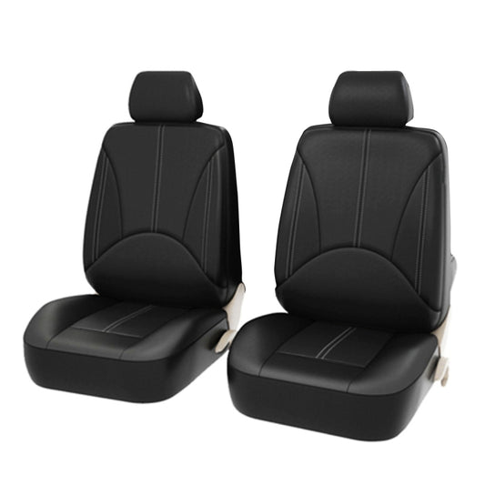 4 in 1 Universal PU Leather Four Seasons Anti-Slippery Front Seat Cover Cushion Mat Set for 2 Seat Car (Black) by buy2fix