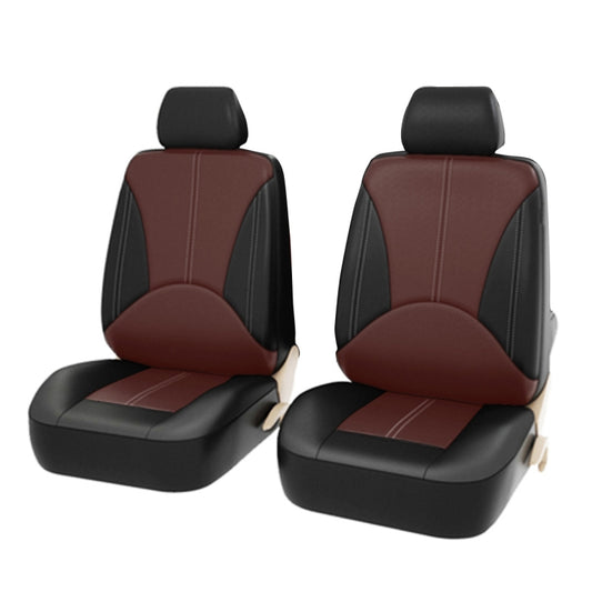 4 in 1 Universal PU Leather Four Seasons Anti-Slippery Front Seat Cover Cushion Mat Set for 2 Seat Car (Brown) by buy2fix