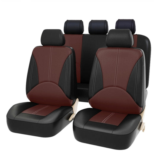 9 in 1 Universal PU Leather Four Seasons Anti-Slippery Cushion Mat Set for 5 Seat Car (Brown) by buy2fix