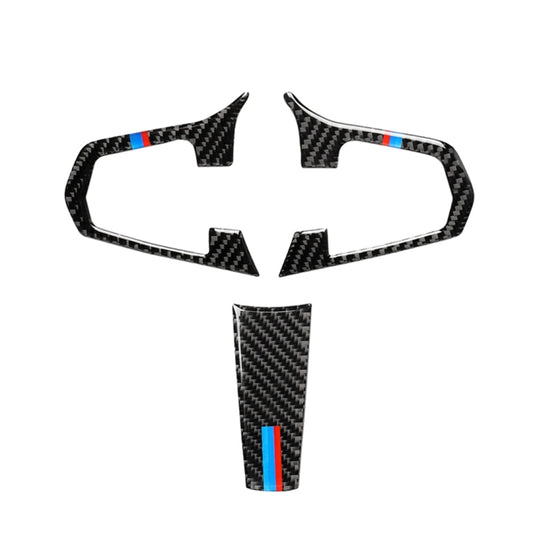 3 in 1 Car Carbon Fiber Tricolor Steering Wheel Button Decorative Sticker for BMW 5 Series G30 X3 G01, Left and Right Drive Universal by buy2fix