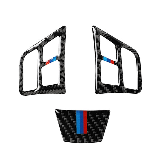 3 in 1 Car Carbon Fiber Tricolor Steering Wheel Button Decorative Sticker for BMW 3 Series E90 2005-2012, Left and Right Drive Universal by buy2fix