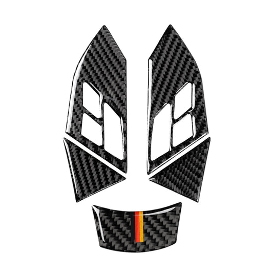 5 in 1 Car Carbon Fiber Germany Color Steering Wheel Button Decorative Sticker for BMW 5 Series E60 2004-2010, Left and Right Drive Universal by buy2fix