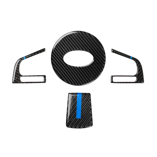 4 in 1 Car Carbon Fiber Blue Steering Wheel Button Decorative Sticker for Subaru Forester 2016-2018, Left and Right Drive Universal by buy2fix