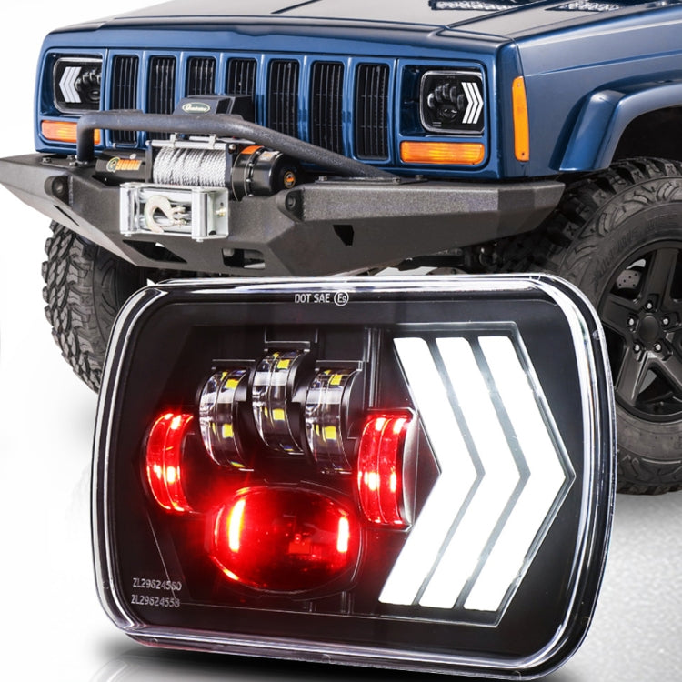 2 PCS 5X7 inch Car Modified Red Background LED Square Headlamp for Jeep Wrangler by buy2fix