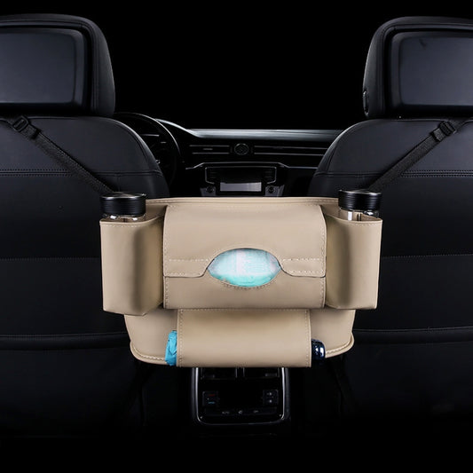 Car Front Seat Hanging Bag Paper Towel / Water Cup Storage Bag(Beige) by buy2fix