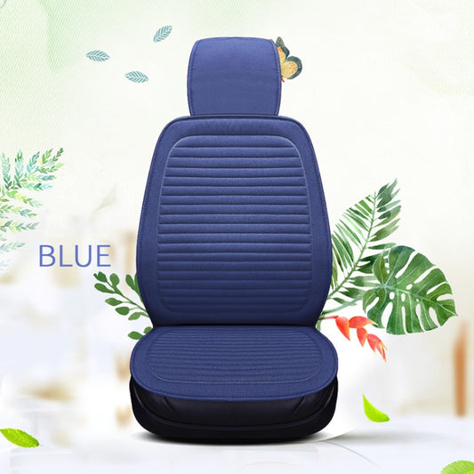 Car Four Seasons Linen Fabric Front Seat Cushion (Blue) by buy2fix