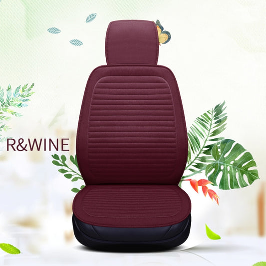 Car Four Seasons Linen Fabric Front Seat Cushion (Wine Red) by buy2fix