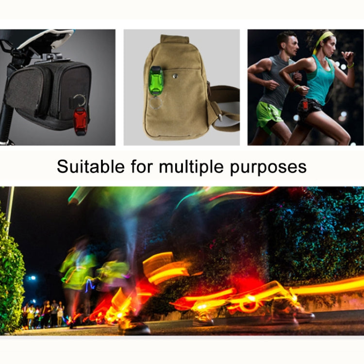 Multifunctional Portable Bicycle Taillight Helmet Light Running Warning Light Luminous Keychain (Green) by buy2fix