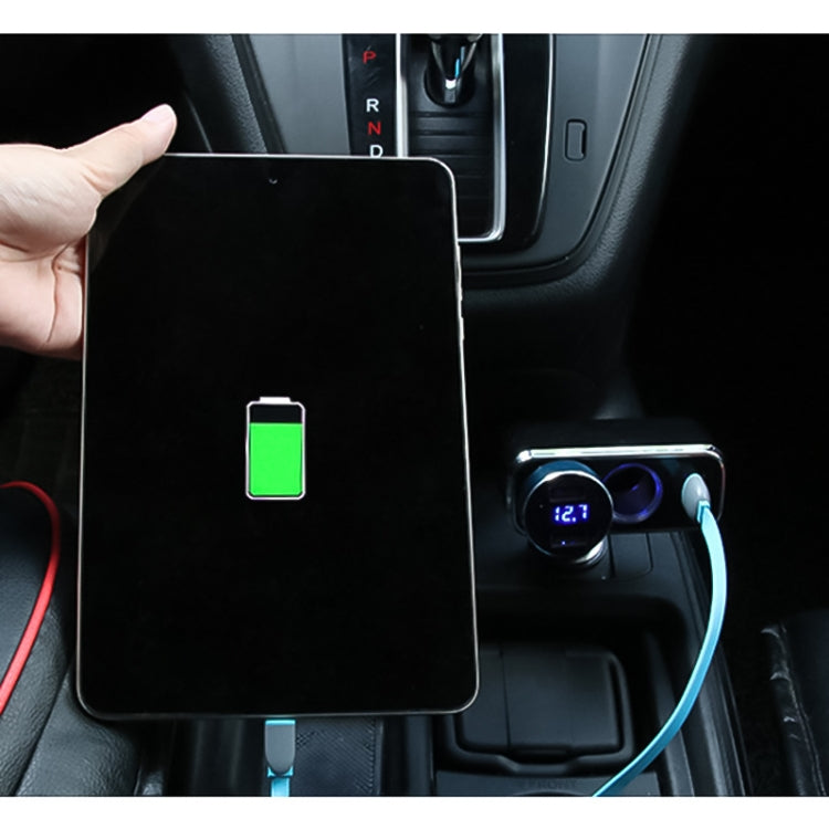 SHUNWEI SD-1909 80W 0.8A Car 2 in 1 USB Charger 90 Degree Free Rotation Cigarette Lighter (Black) by SHUNWEI