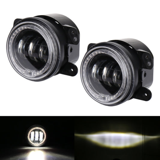 2 PCS DC12V-30V / 30W / 3A / 1440LM 12LEDs 4 inch Car LED Colorful Fog Light, Style: Black Background(White Light) by buy2fix