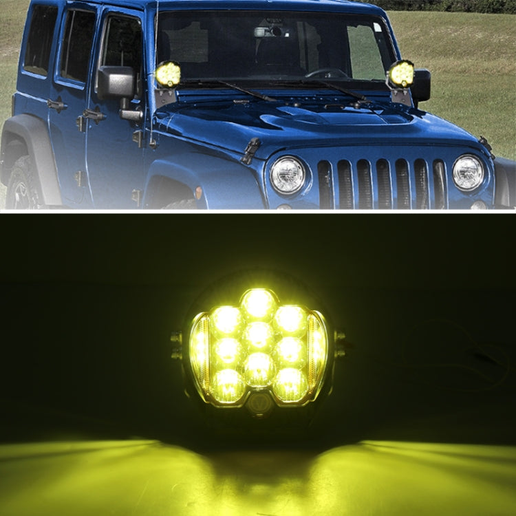 OL-1950Y 5 inch DC12V-30V 5000LM 6500K 50W Car LED Light on Three Sides Headlight for Jeep Wrangler (Gold Light) by buy2fix