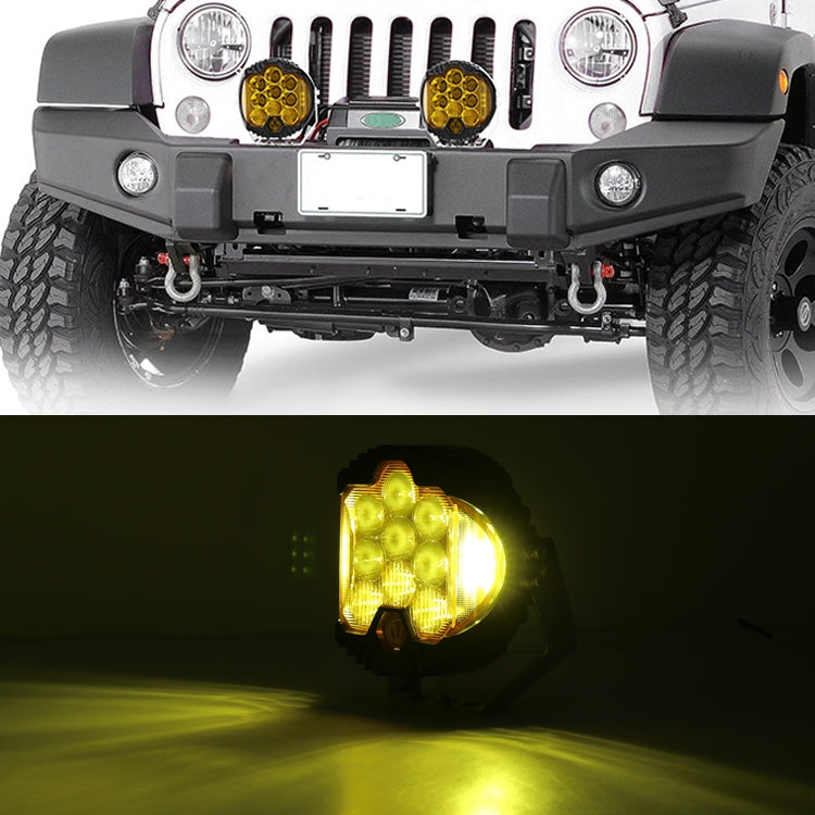OL-1950Y 7 inch DC12V-30V 8000LM 6500K 90W Car LED Light on Three Sides Headlight for Jeep Wrangler (Gold Light) by buy2fix