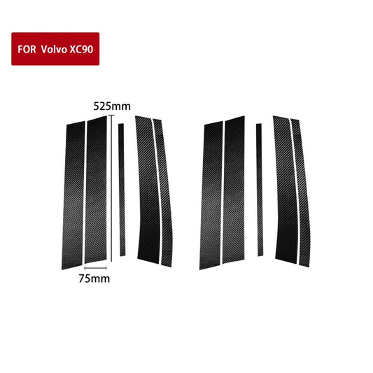 10 in 1 Car Carbon Fiber Door and Window Pillar Decorative Sticker for Volvo XC90 2003-2014, Left and Right Drive Universal by buy2fix