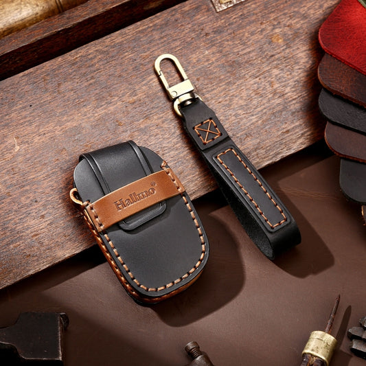 Hallmo Car Cowhide Leather Key Protective Cover Key Case for Hyundai IX35 A Style(Black) by Hallmo