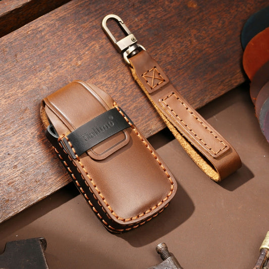 Hallmo Car Cowhide Leather Key Protective Cover Key Case for Audi A6L / A8L / A4 / A7 / A5 A Style(Brown) by buy2fix