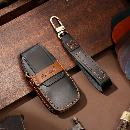 Hallmo Car Cowhide Leather Key Protective Cover Key Case for New Mercedes-Benz E300L(Black) by Hallmo