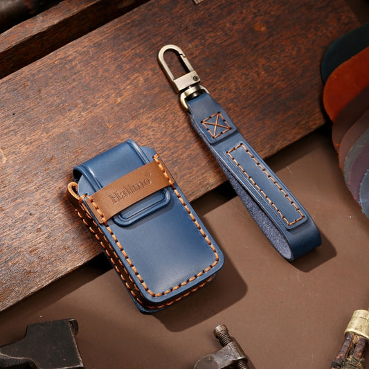 Hallmo Car Cowhide Leather Key Protective Cover Key Case for Honda Civic / Accord 3-button Tail Box(Blue) by Hallmo