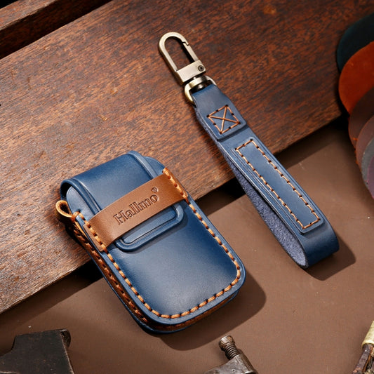 Hallmo Car Cowhide Leather Key Protective Cover Key Case for Volkswagen Lavida B Style(Blue) by Hallmo