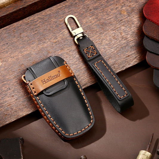 Hallmo Car Cowhide Leather Key Protective Cover Key Case for Haval H6(Black) by Hallmo