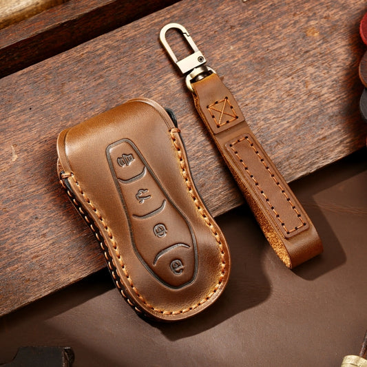 Hallmo Car Cowhide Leather Key Protective Cover Key Case for Geely Emgrand A Style(Brown) by Hallmo