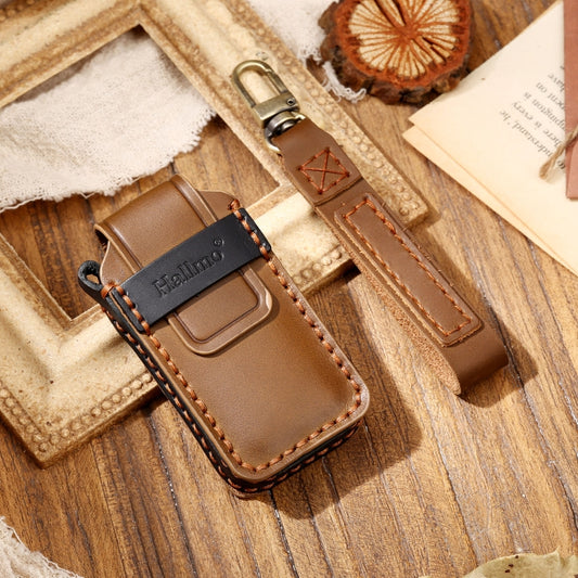 Hallmo Car Cowhide Leather Key Protective Cover Key Case for Mitsubishi Outlander(Brown) by Hallmo
