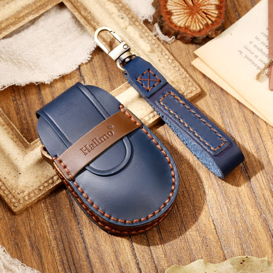 Hallmo Car Cowhide Leather Key Protective Cover Key Case for NIO ES6 / ES8(Blue) by Hallmo