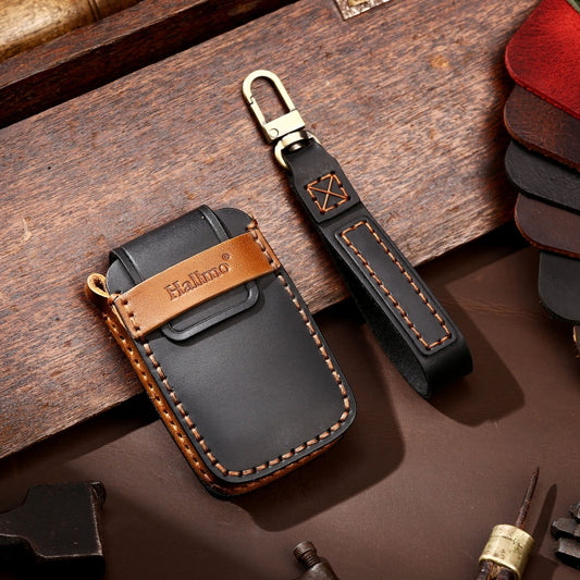 Hallmo Car Cowhide Leather Key Protective Cover Key Case for Land Rover Discovery 5 A Style(Black) by Hallmo
