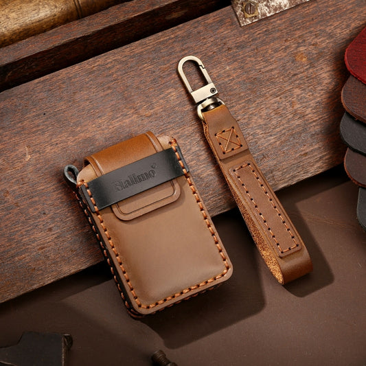 Hallmo Car Cowhide Leather Key Protective Cover Key Case for New Mazda Axela(Brown) by Hallmo