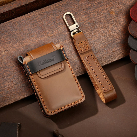 Hallmo Car Cowhide Leather Key Protective Cover Key Case for Volvo 5-button(Brown) by Hallmo