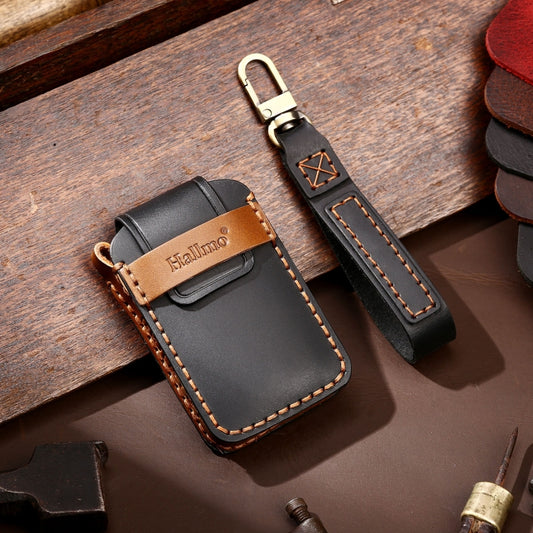 Hallmo Car Cowhide Leather Key Protective Cover Key Case for Volvo 6-button(Black) by Hallmo