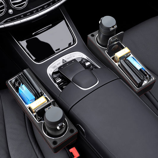 Car Multi-functional Console PU Leather Box Cup Holder Seat Gap Side Storage Box (Black) by buy2fix