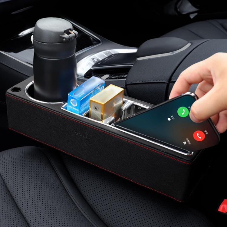 Car Multi-functional Console PU Leather Box Cup Holder Seat Gap Side Storage Box (Black) by buy2fix
