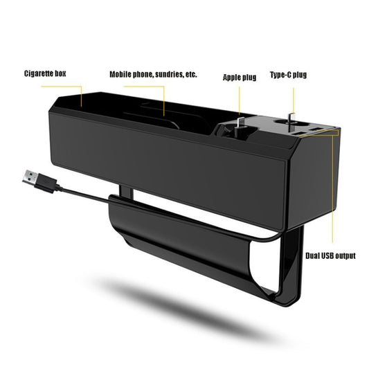 Micro USB + USB-C / Type-C + 8PIN Interface Car Multi-functional Cup Holder Seat Gap Side Storage Box by buy2fix