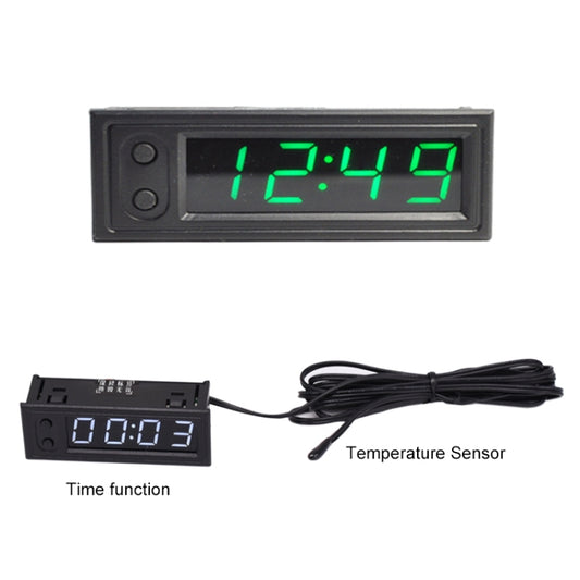 3 in 1 Car High-precision Electronic LED Luminous Clock + Thermometer + Voltmeter(Green) by buy2fix