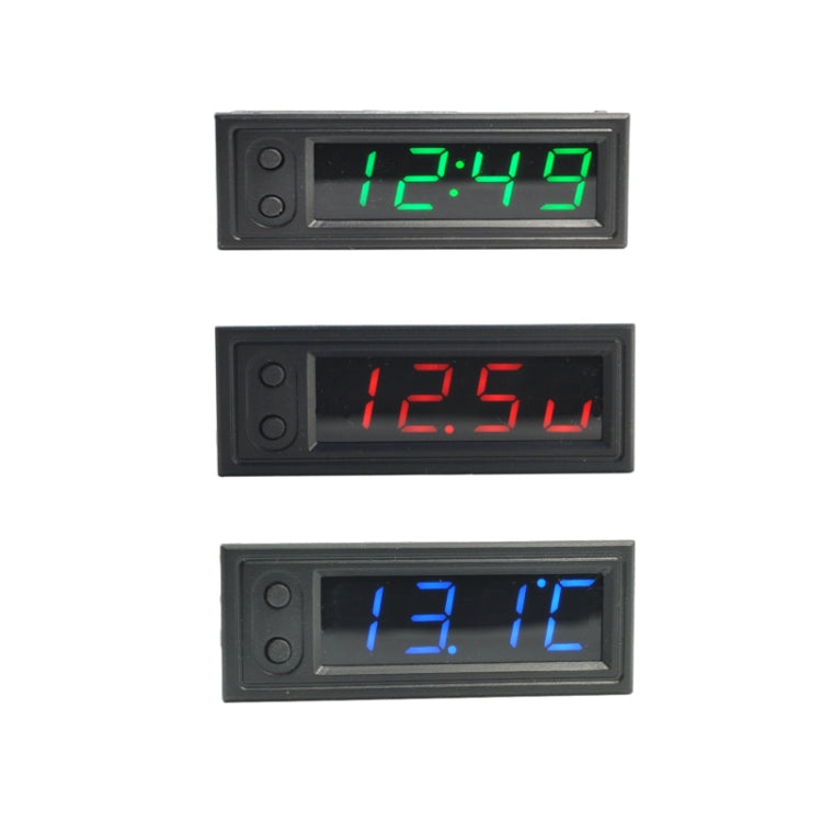 3 in 1 Car High-precision Electronic LED Luminous Clock + Thermometer + Voltmeter(Green) by buy2fix