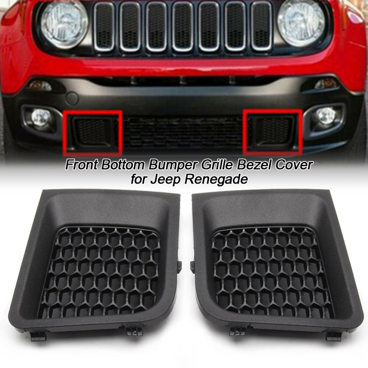 2 PCS Car Left + Right Front Bumper Lower Grille Bezel Cover for Jeep Renegade by buy2fix