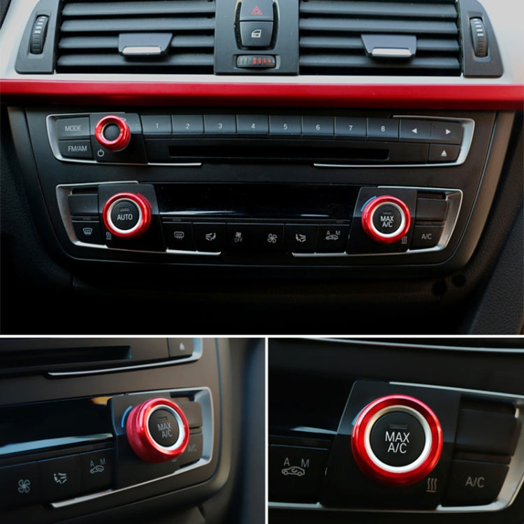 3 PCS Car Metal Air Conditioner Knob Case for BMW X1 / X2 / GT (Red) by buy2fix