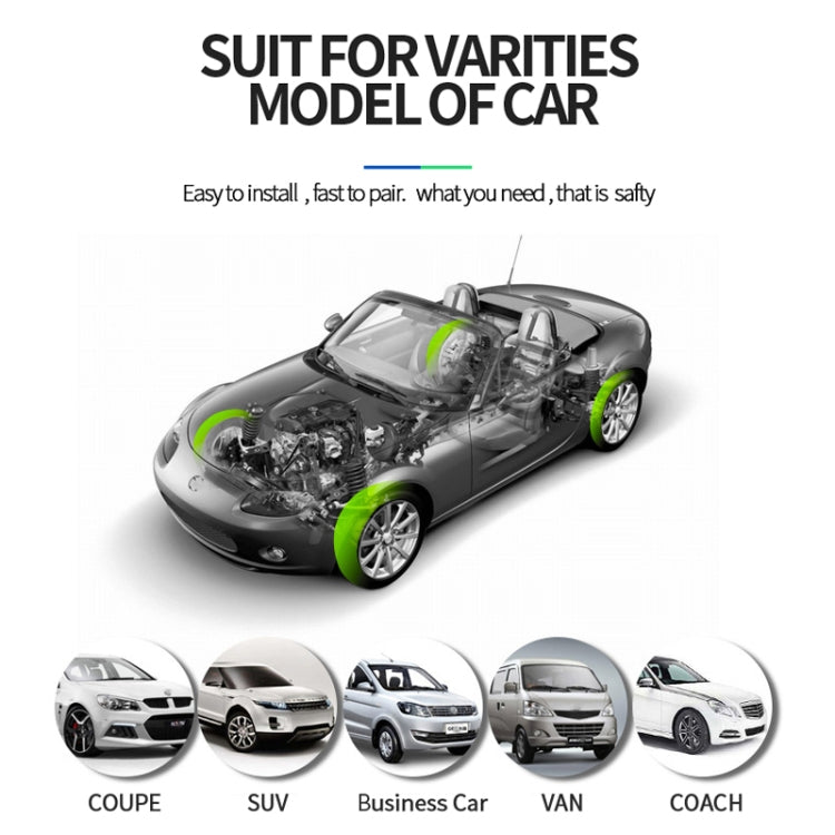 YB-P0248 Universal Car Wireless Solar Built-in TPMS Tire Pressure Monitor Detector by buy2fix