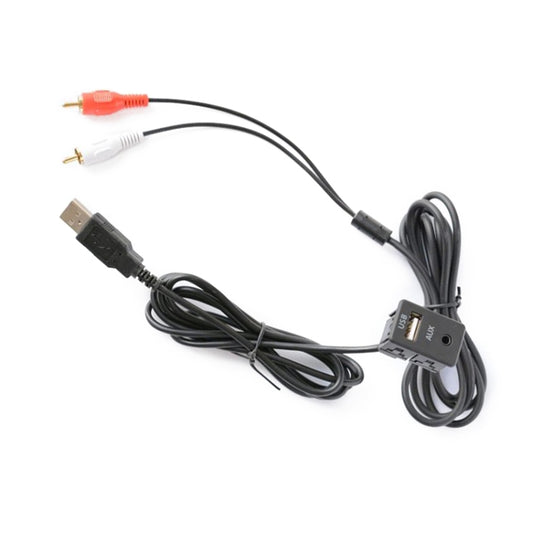 Car Universal Modified USB AUX Extension Cable USB+2RCA Lotus Male Switch Holder for Alpine / Pioneer by buy2fix