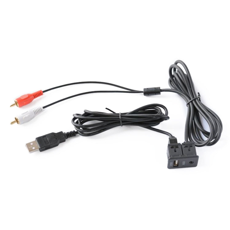 Car Universal Modified USB AUX Extension Cable USB+2RCA Lotus Male Switch Holder for Alpine / Pioneer by buy2fix