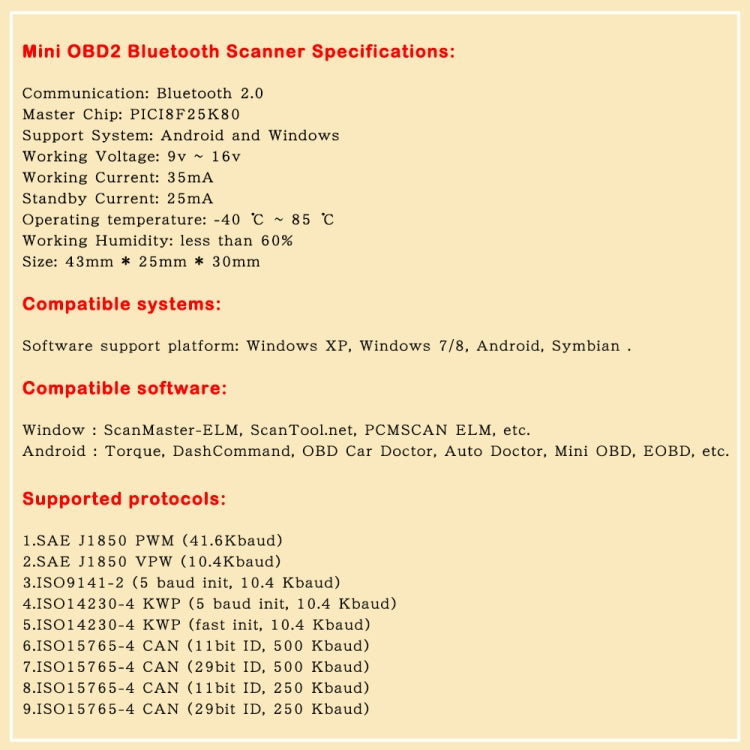 Mini Bluetooth ELM327 OBD Car Fault Diagnostic Scanner by buy2fix