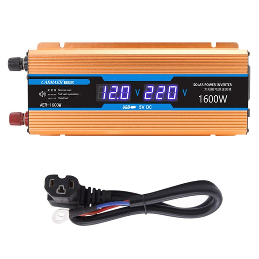 Carmaer Modified Sine Wave 48V to 220V 1600W Car Multi-function Double Digital Display Inverter Household Power Converter by buy2fix
