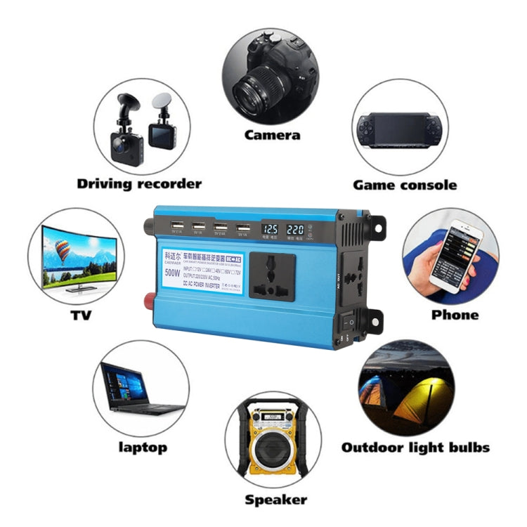 Carmaer 48V to 220V 500W Double Socket Car Double Digital Display Inverter Household Power Converter by buy2fix